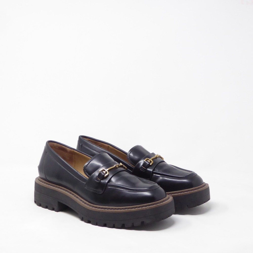 Sam Edelman Womens Laurs Loafers Black Lug Sole Horsebit 7M Man Made